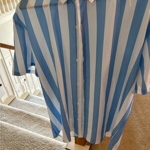 Blue and White Striped Men's Shirt